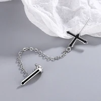 2022 trends new black cross chain stud earrings for women epoxy punk exaggerated earrings for men personality hip hop jewelry