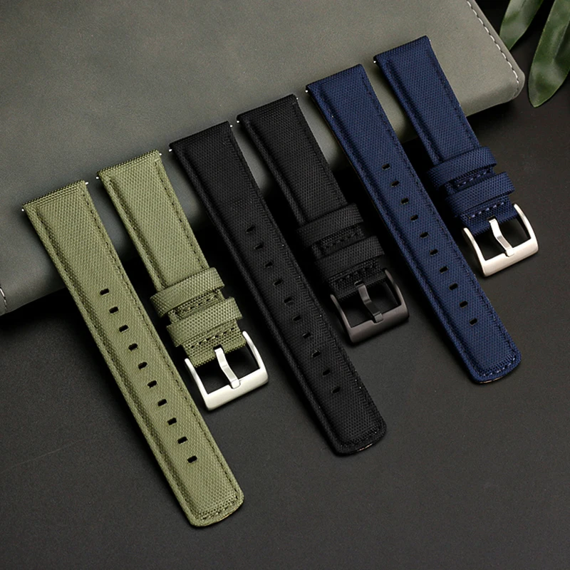 

20mm 21mm 22mm Quick Release Nylon Watchband For Citizen Seiko No.5 PROSPEX Timex Outdoor Sports Canvas Watch Chain Strap Green