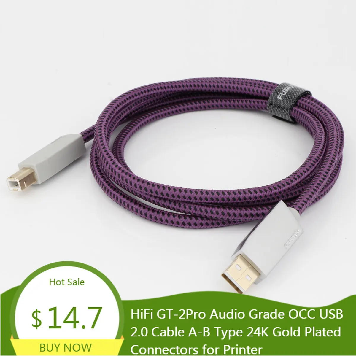 

HiFi GT-2Pro Audio Grade OCC USB 2.0 Cable A-B Type 24K Gold Plated Connectors for Printer