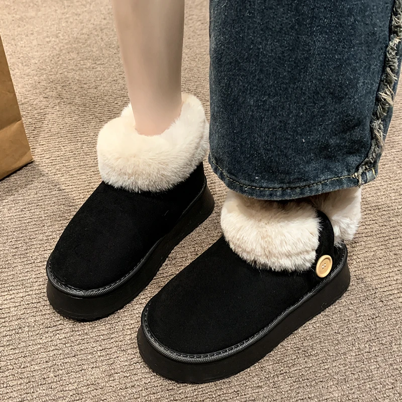 Зимние ботинки без шнуровки с перевернутым краем женская обувь на среднем