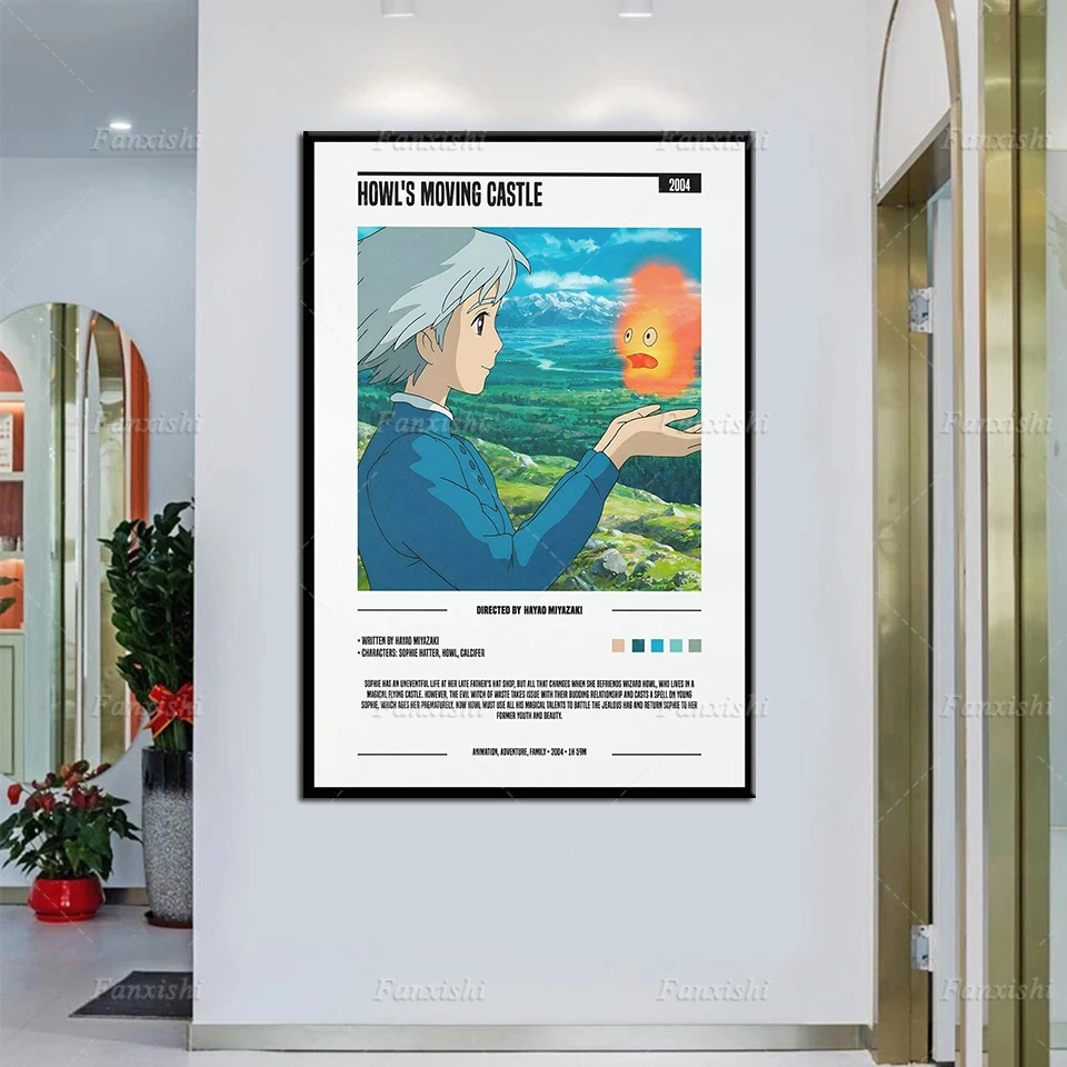 

Howl's Moving Castle Anime Poster Studio Ghibli Poster Hayao Miyazaki Wall Art Print Canvas Painting Home Living Room Decoration