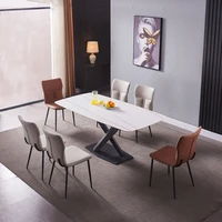 luxury modern simple design leather velvet grey brown dining chair sets 6 chairs hotel restaurant dining room chairs