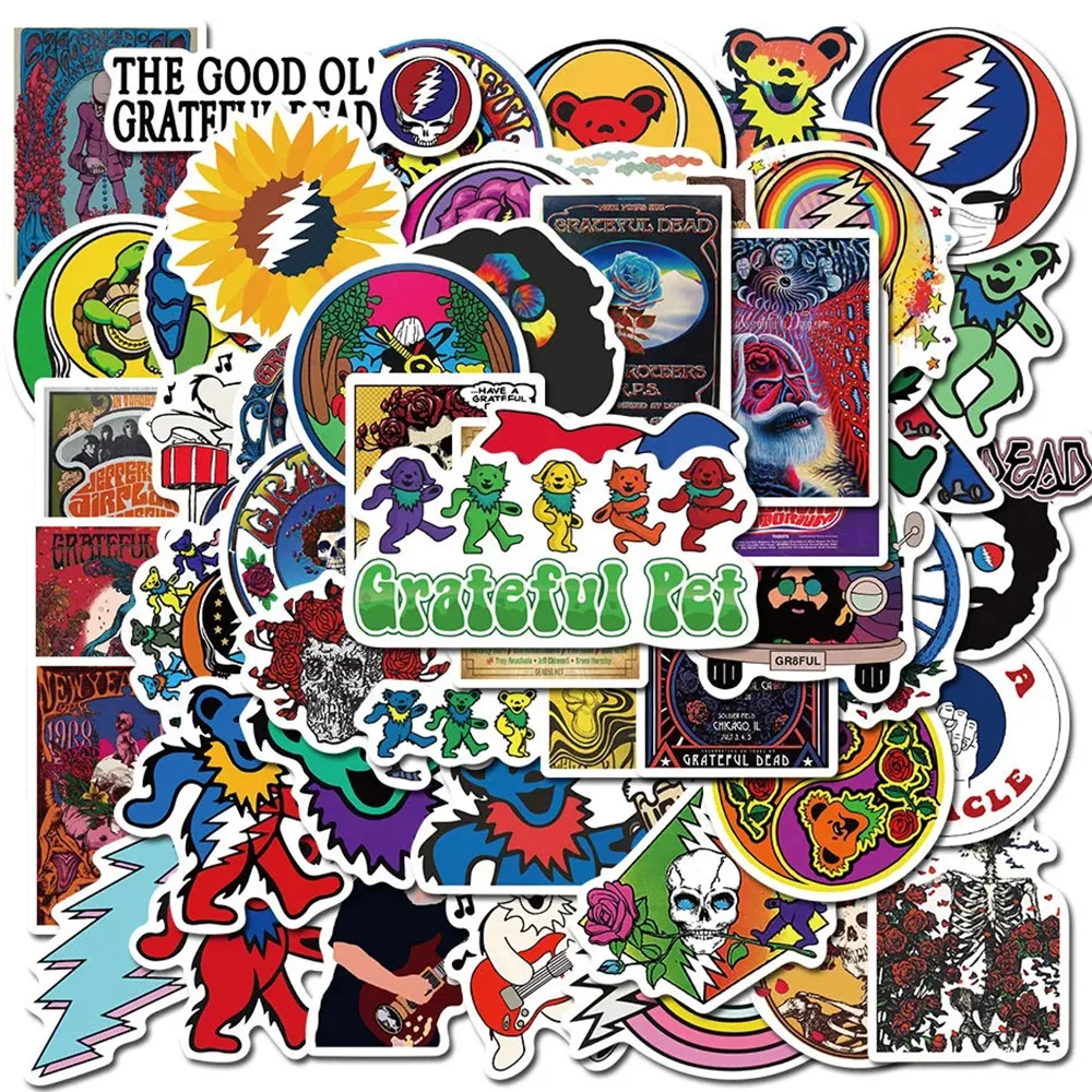 10/30/50PCS Rock Music The Grateful Dead Cool Stickers for Laptop Car Luggage Phone Waterproof Classic Toy Decal Cool Sticker