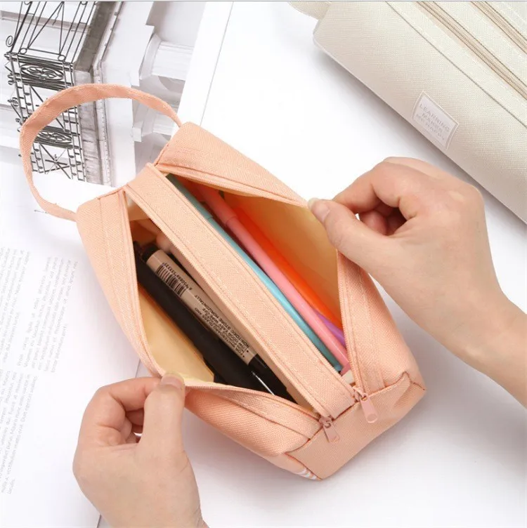 

Creative Double-Layer Large-Capacity Pencil Case Simple Oxford Cloth Double Zipper Portable Pencil Case Stationery Case