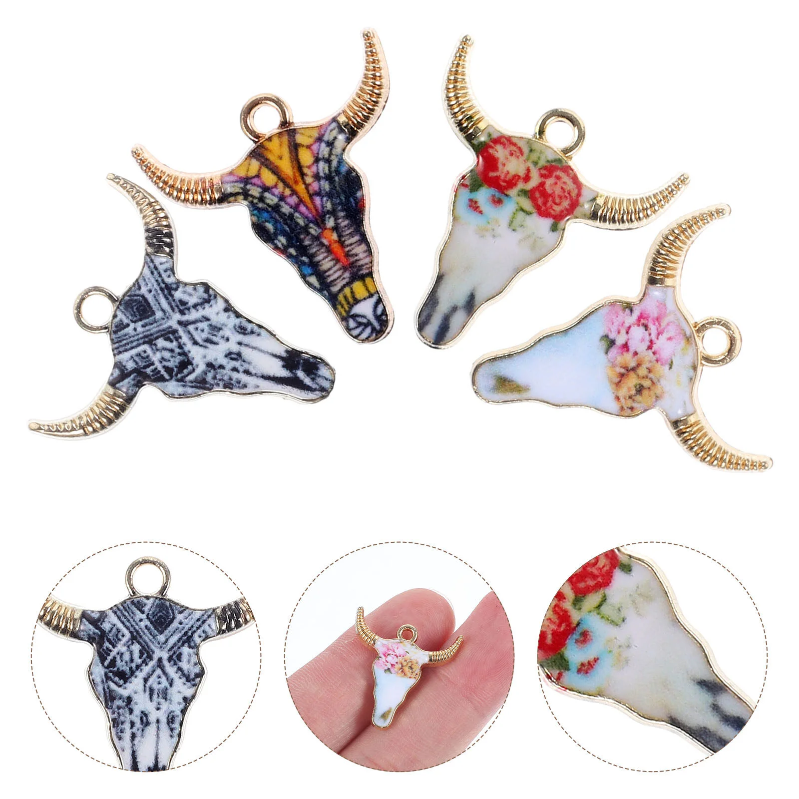 40 Pcs Key Chain Earring Charms Jewelry Making Metal Vintage Necklace Bulk Mini Keychain Bracelet Amulet Cow Earrings