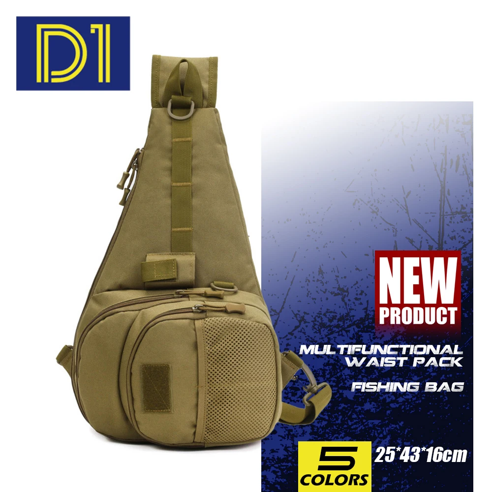 

D1 Fishing Shoulder Bag Multifunctional Fishing Waist Pack 25*43*16cm Large Capacity Outdoor Fishing Gear Storage Bag