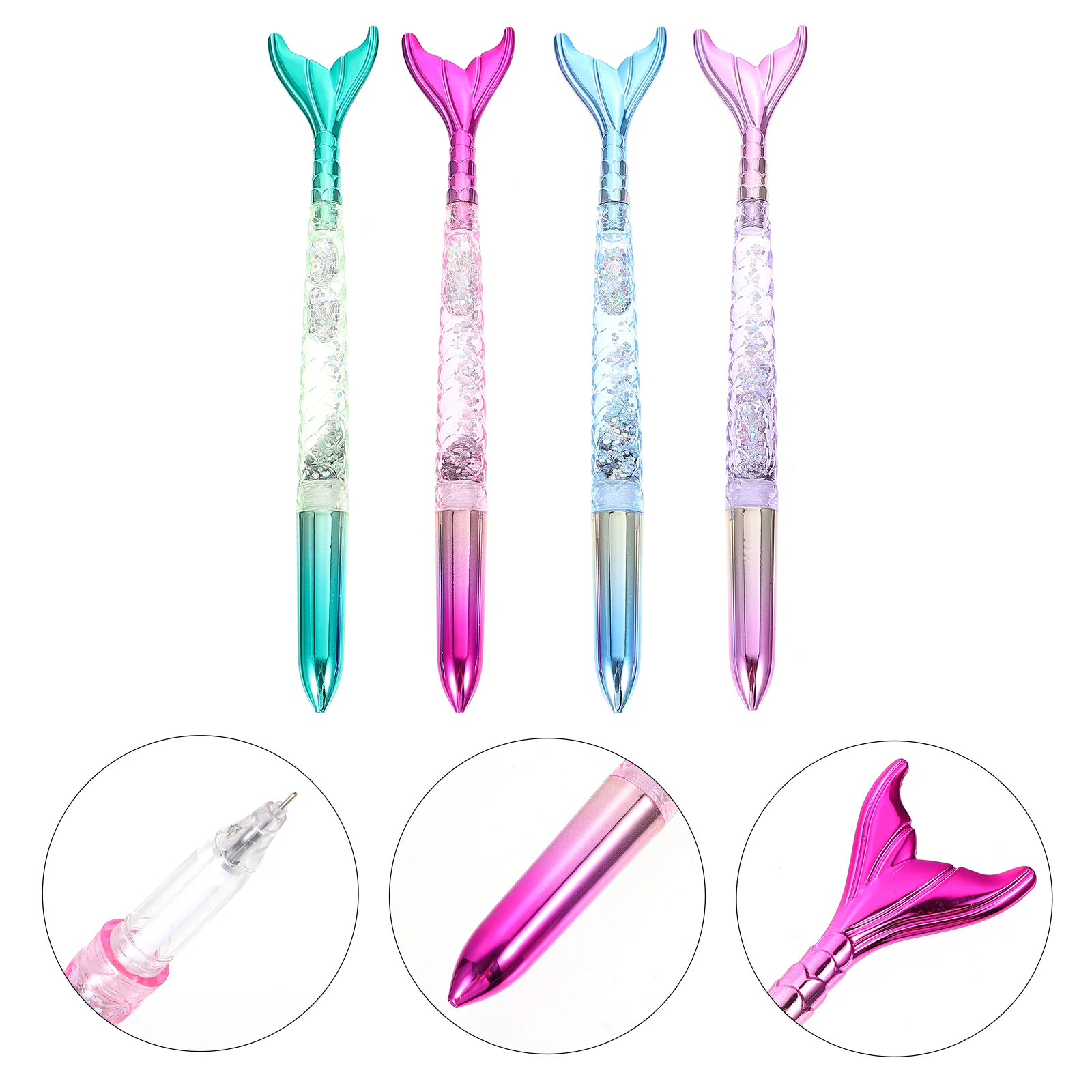 

4 Pcs Writing Pen Mermaid Ballpoint Student Sparkle Gel Pens Plastic Ball-point Pencils