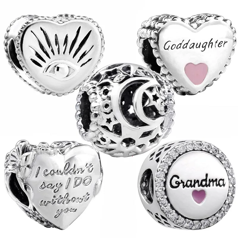 Браслет из серебра 925 пробы сделай сам с подвесками звездами и луной горничной