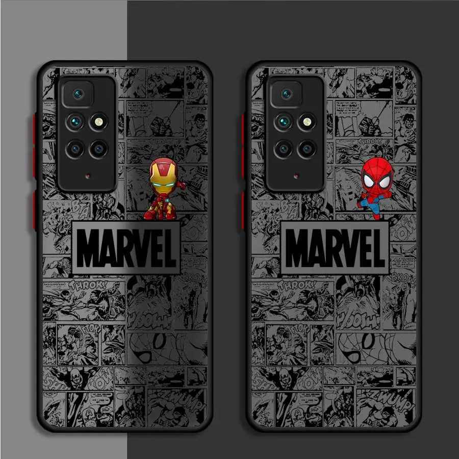 Матовый чехол для Xiaomi Redmi Note 11 13 Pro Plus 10 12 9S 12S 12C 9 8 K40 10C A1 8T 13C Чехол телефона Marvel Iron Man