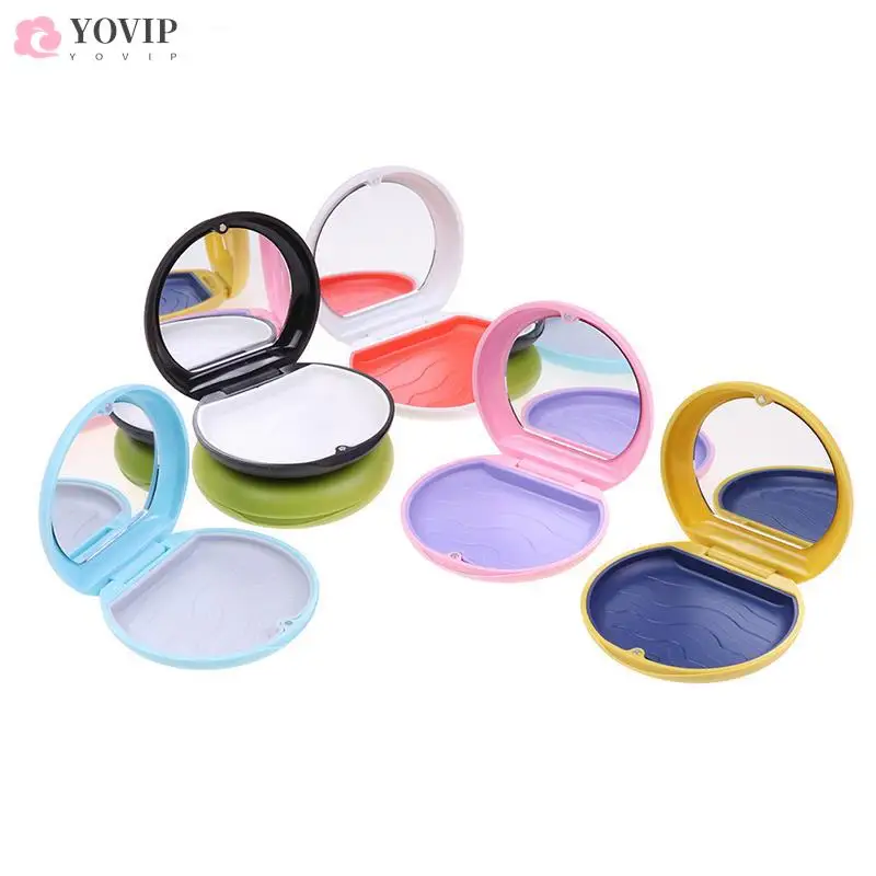 

1 Pcs Denture Retainer Box Braces Box Orthodontic Denture Box Mouth Guard Storage Box With Mirror Portable Denture Box