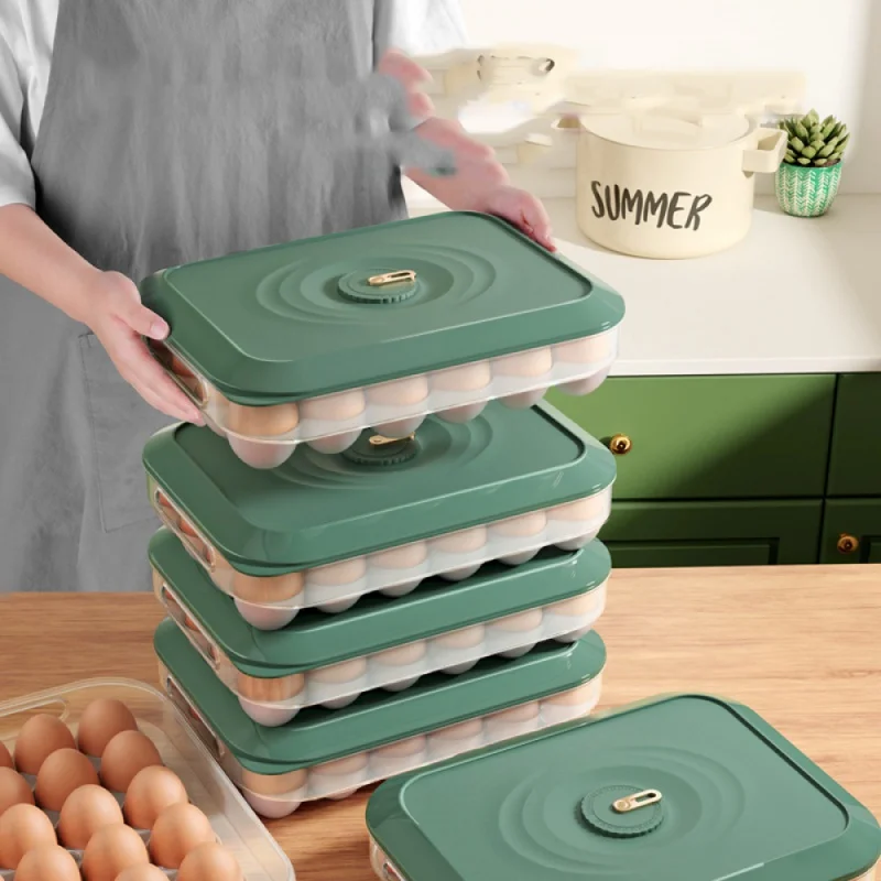 

24-Grid Egg Box with Lid Eggs Tray Drawer Fresh-keeping Case Holder Refrigerator Organizer Storage Box Kitchen Egg Container