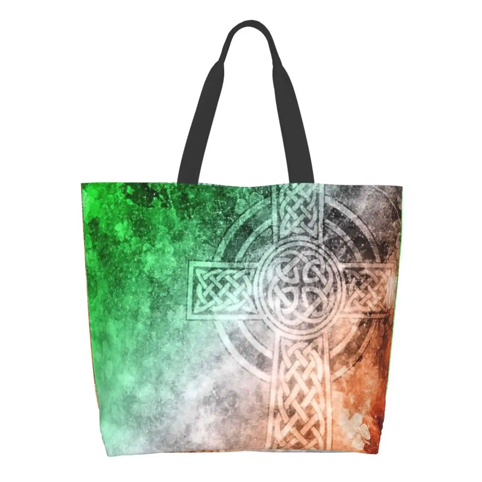 

Distressed Irish Cross Ladies Casual Handbag Tote Bag Reusable Large Capacity Irish Cross Ireland Saint Patricks Day S Day Flag