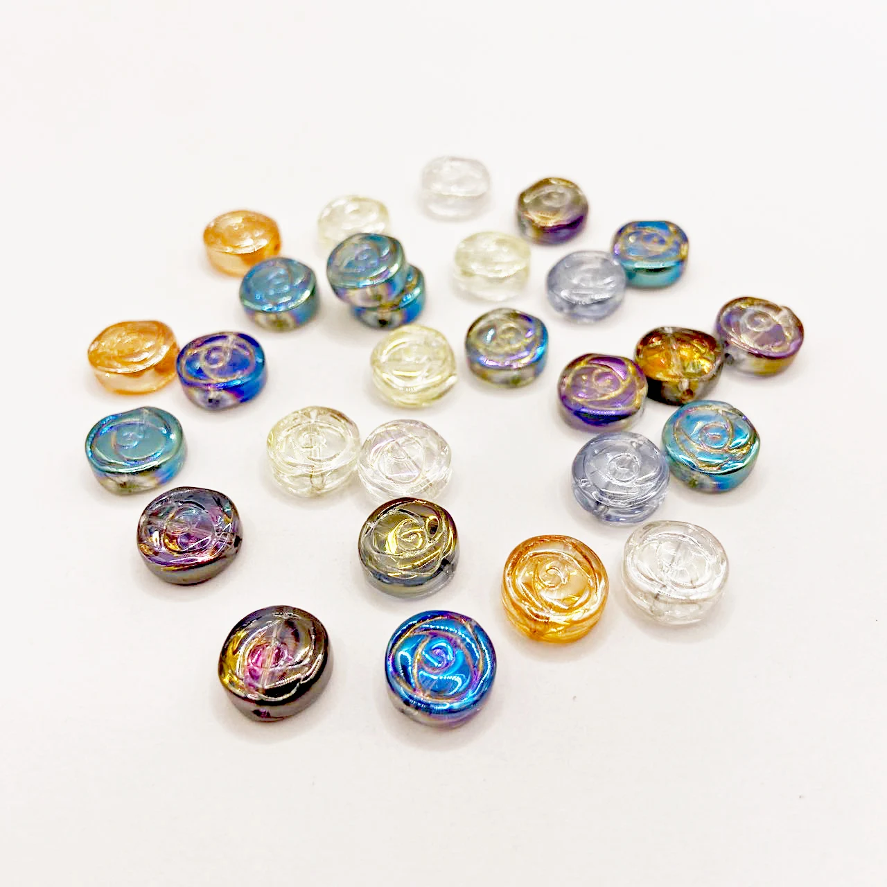 

30pcs/Lot 10mm Crystal Glass Beads Round Flower Shape Shiny Spacer Beads for Jewelry Making Supplies Amulet DIY Bulk Wholesale