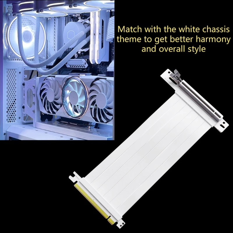 

White PCIe 3.0 x16 Extension Cable 16x Riser Extender For GTX, RX GPU Vertical H8WD