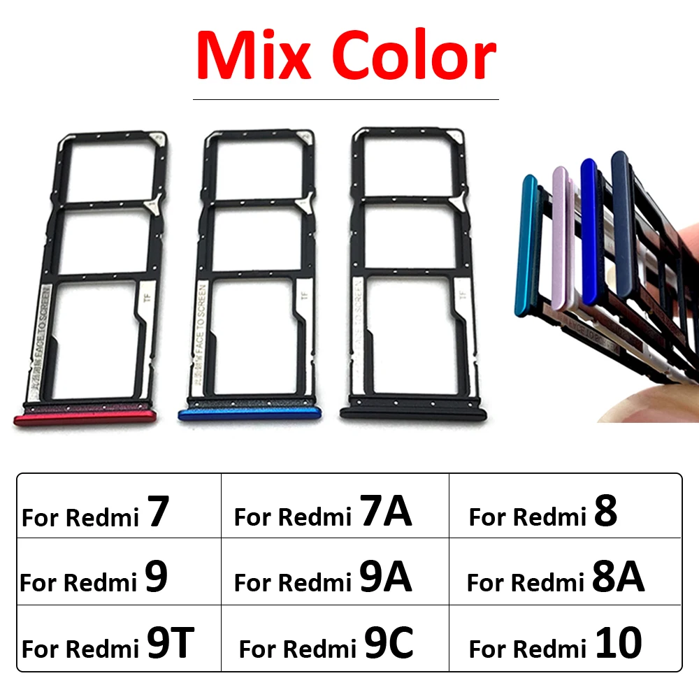 

10Pcs Original SIM Card Tray Slot Holder Adapter Accessories For Redmi 7 7A 8 8A 9 9A 9T 9C 10 SiM Tray