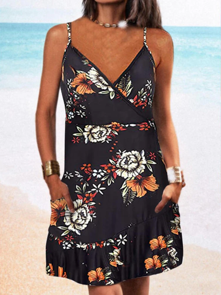 

Женское летнее платье без рукавов, с цветочным принтом