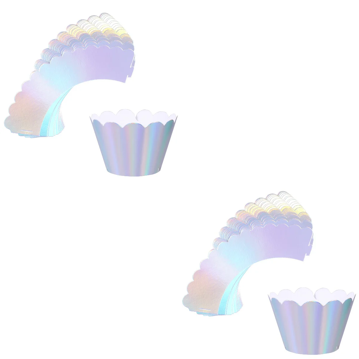 

48 Pcs Iridescent Cupcake Wrappers Muffin Wedding Liners Decorating Muffins Holder Rainbow