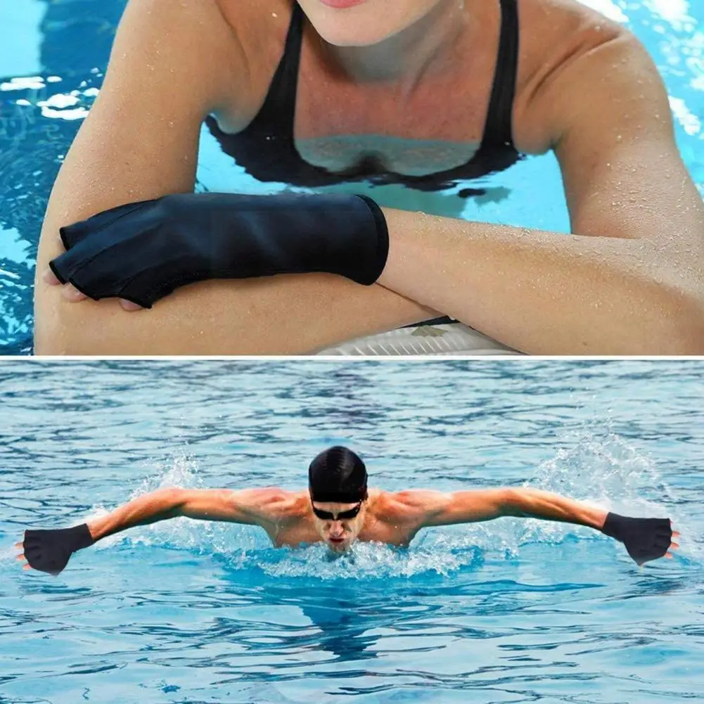 

1 Pair L Swimming Gloves Flippers Webbed Dive Paddles Training Fingerless Gloves Swimming Sports Accessories for Adults B2B4