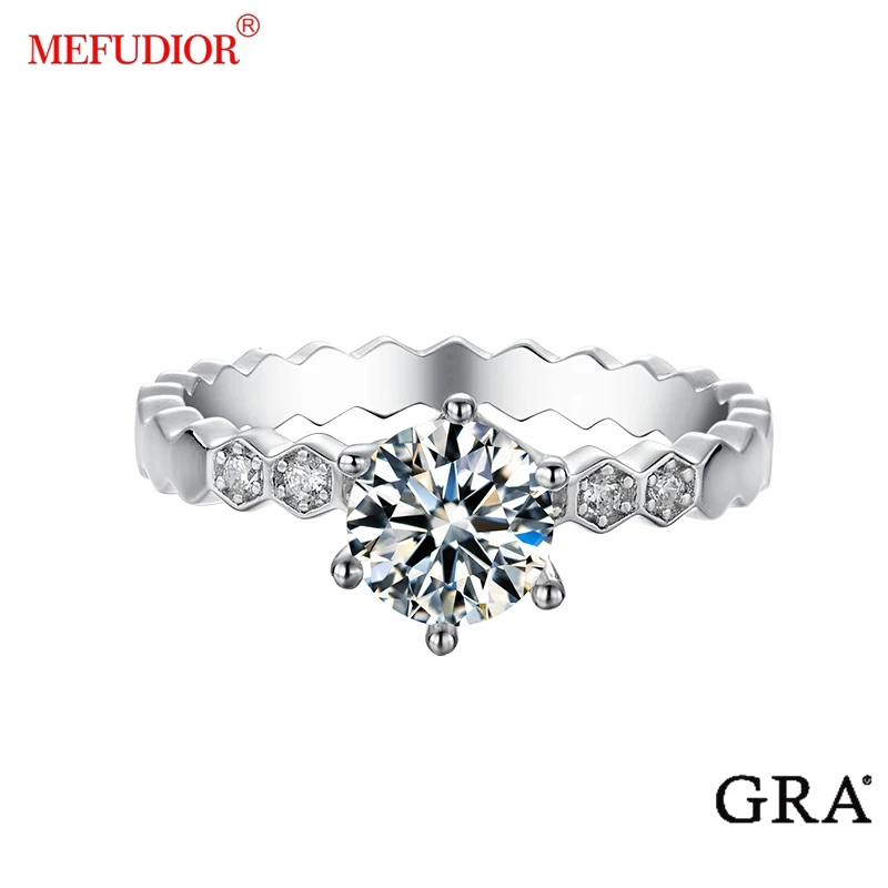 

Women's 1.0ct moissanit Diamond Ring 18K White Gold Silver Engagement Wedding Band Rings for Bride Party Jewelry Gift M14A