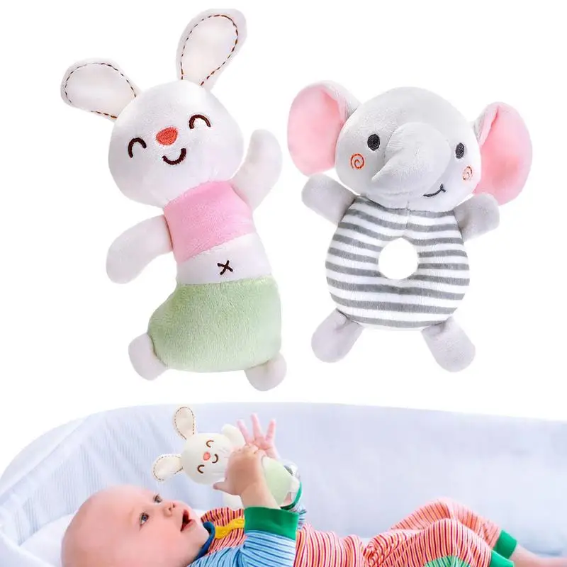 

Шейкер-погремушка, игрушки для младенцев, слон/кролик, дизайнерские сенсорные аксессуары для путешествий, детские плюшевые игрушки со звук...