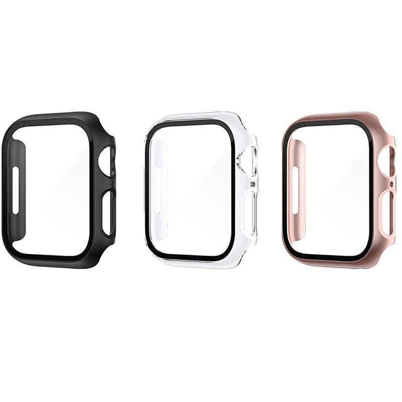 

Kili 3 Pcs Frame Type Full Protection Hard Pc Protective Cover Tempered Glass Screen Anti-Drop Case For Apple Watch 7 (41Mm)