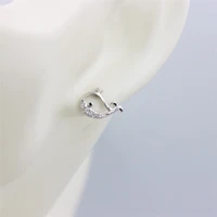 zfsilver s925 sterling silver fashion trend lovely cute diamond set whale stud earrings jewelry for women charm party girl gift