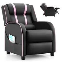 Giantex Kids Recliner Chair Ergonomic Leather Sofa Armchair w/Footrest Side Pocket Pink