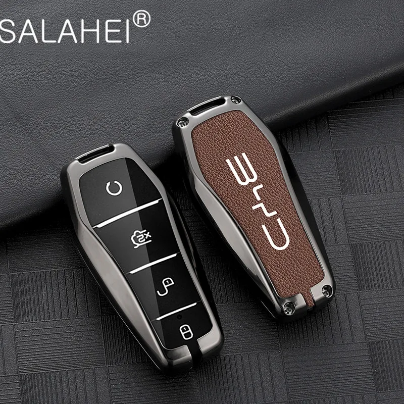 

Zinc Alloy Leather Car Smart Remote Key Cover Case Holder Shell Bag For BYD Song Max DM Tang Pro QIn Pro Han Ev Yuan Accessories