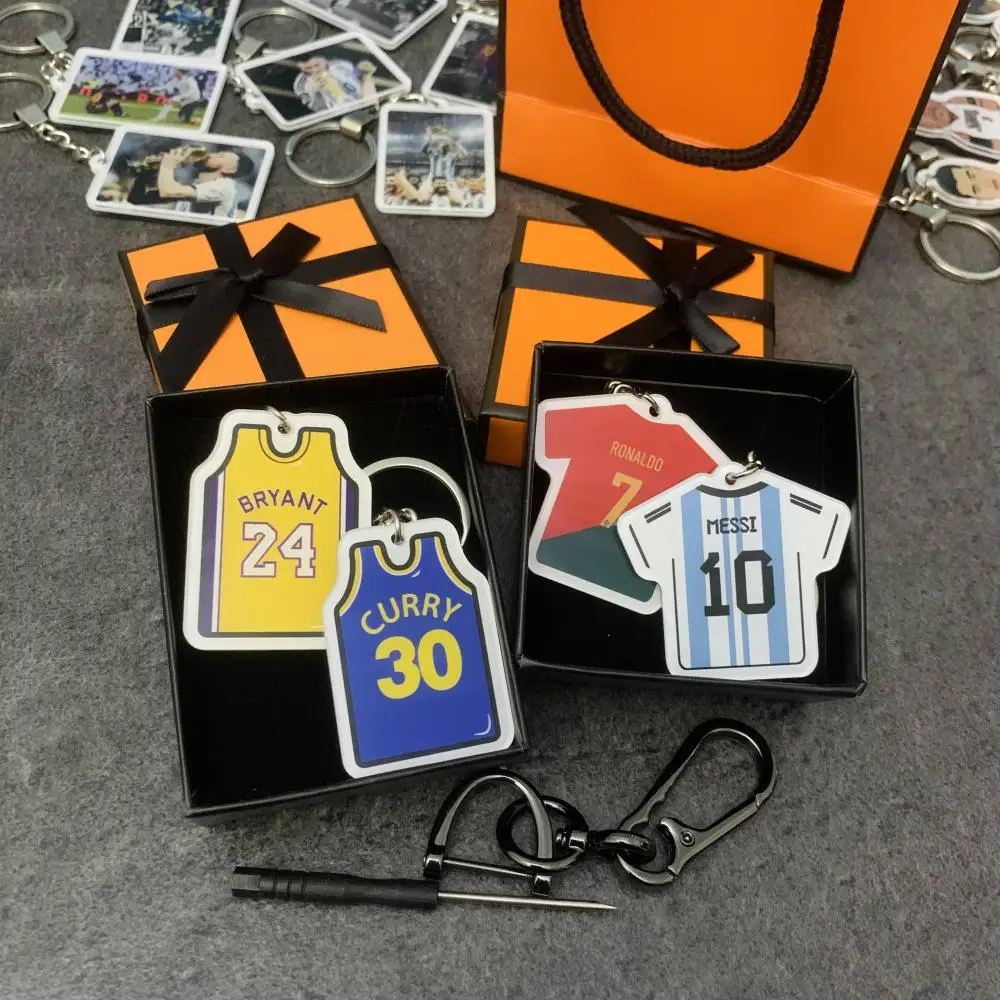 Basketball Star Acrylic Keychain Cartoon Jersey Kobe Curry James Male Creative Car Charm Hd Backpack Charm