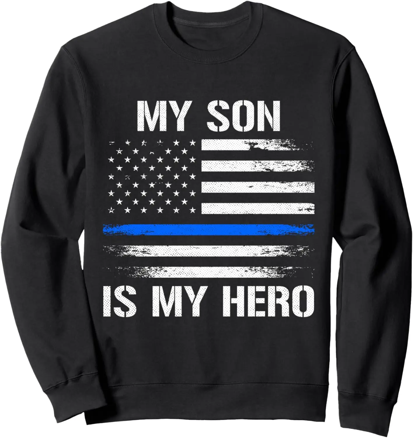Толстовка My Son Is Hero Police Mom Dad с тонкой синей линией
