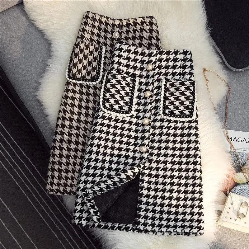 

Fashion Skirts for Women with Pockets Thicken Long Skirts Winter 2022 Midi Skirt High Waist Single Breasted Casual Clothing T417