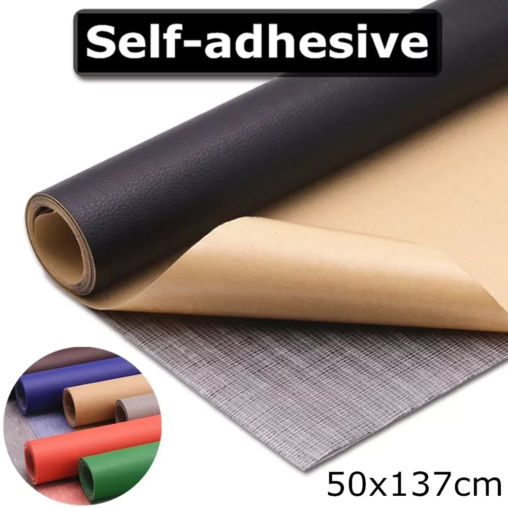 

50x137cm Self Adhesive Leather Patches PU Fabric Stickers Fix Repair Patch Stick-on Sofa Repairing Subsidies Leathers Scrapbook