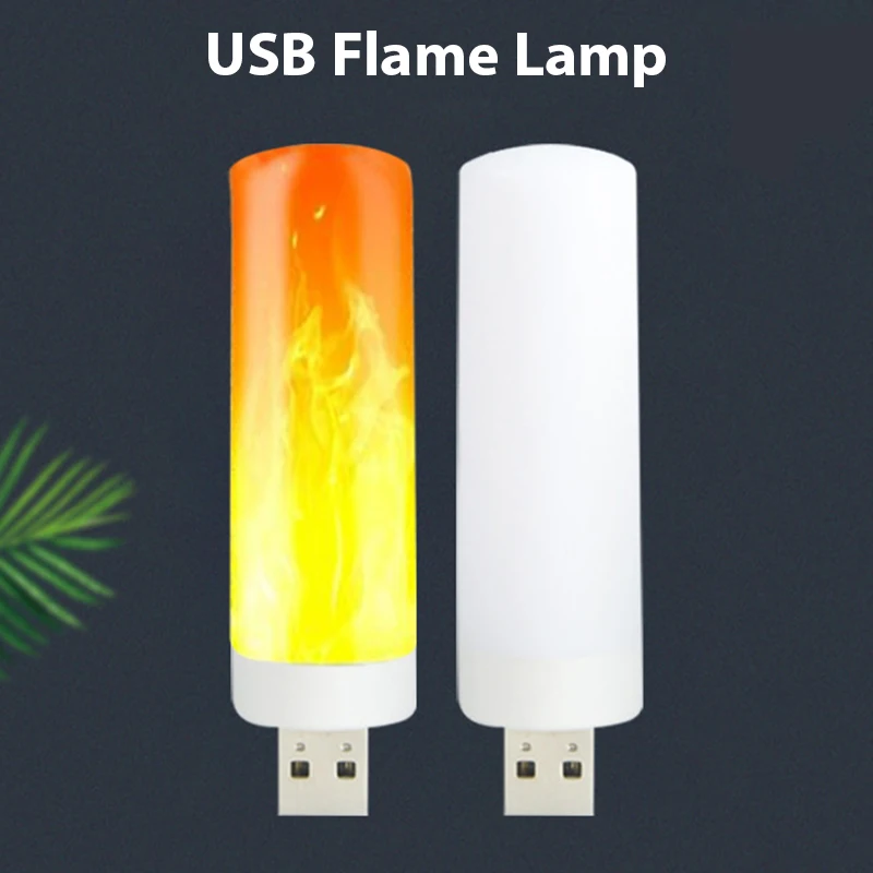

USB Atmosphere Light LED Flame Flashing Candle Lights Book Lamp for Power Bank Camping Lighting Cigarette Lighter Effect Light