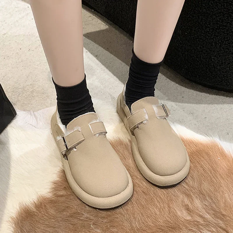 

Women Flats Platform Suede Snow Boots Cozy Warm Walking Female Shoes 2024 Winter Casual Short Plush Designer New Botas Mujer