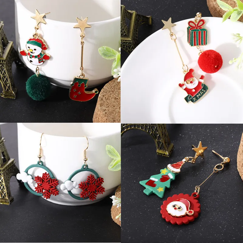 

New Trendy Christmas Tree Earrings for Women Santa Claus Snowman Drop Earrings Jewelry Girls Christmas Gifts Wholesale