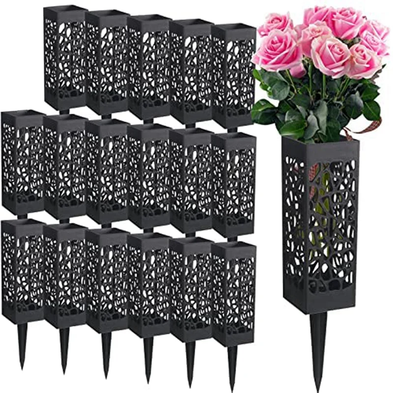 

18 Pack Memorial Day Supplies Cemetery Floral Vase Cones Decor With Long Spike Stake Drainage Holes Floral Containers
