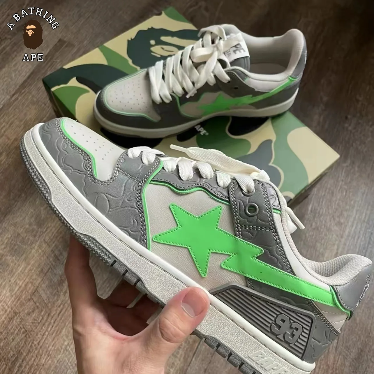 A BATHING APE Men and Women Vibe BapeGoose Board Shoes Sneakers Unisex None-Slip Breathable Bapesta Low Outdoor Walking Shoes