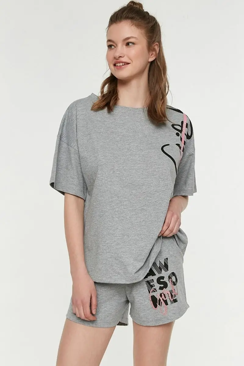 

Trend Way Collection short sleeve shorts suit gray melange