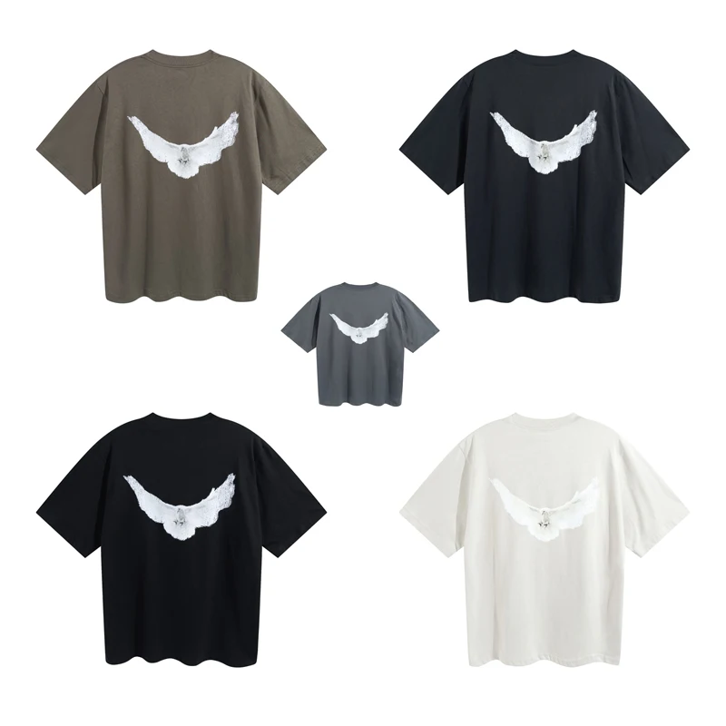 

Short Sleeve Dove Print T-Shirt Men Women Streetwear Casual T Shirt Kanye West Donda Pigeon Tshirt Season Oversize Tops Tee