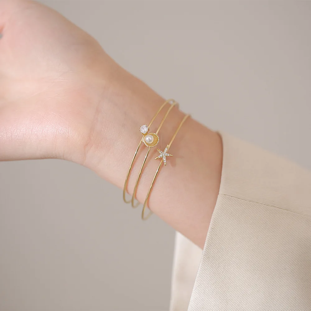 

New Fashion Ladies Bracelet Niche Design Simple Pearl Star 3 Circle Bracelet Girlfriends Bracelet Personality Bracelet Female