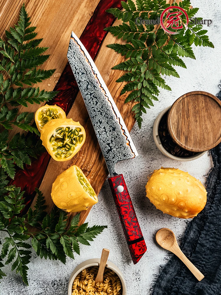 Grandsharp 8 дюймов нож Kiritsuke 55 слоев медь Дамасская сталь кухонные аксессуары