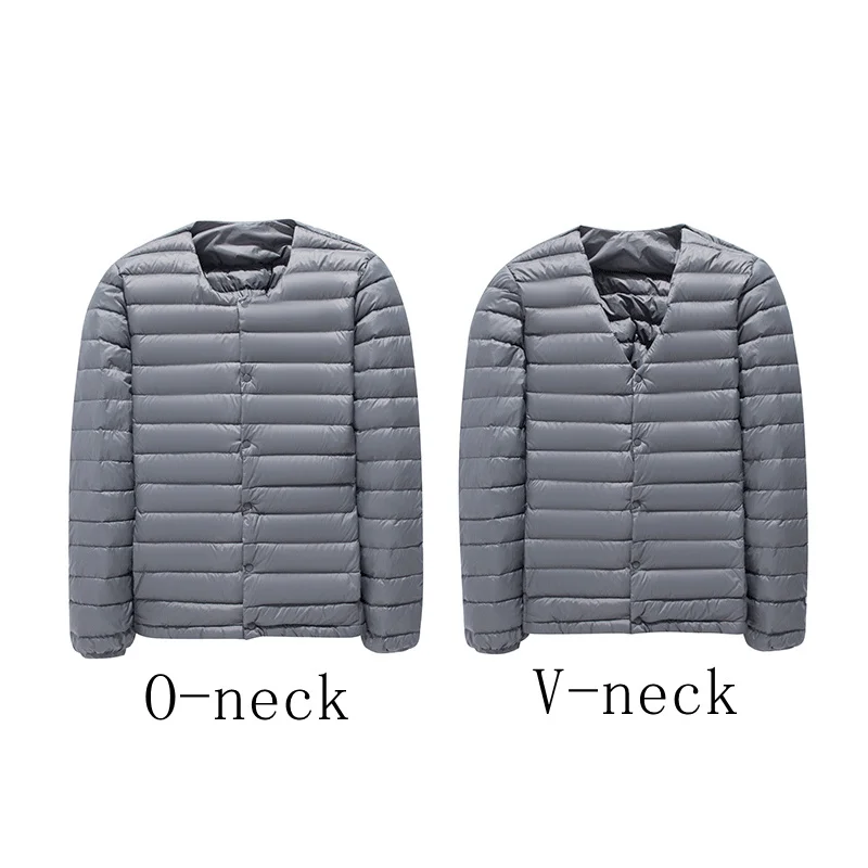 

NewBan Matt Fabric Ultra Lit Down Jacket Men V-neck Men's Down Jacket Slim Windproof Portable Litweit Coat Warm Liner