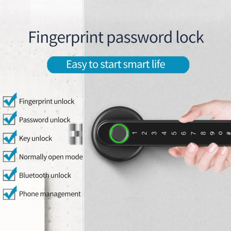 

Smart Fingerprint Electronic Door Lock Biometric Keypad Password Lever Handle Lock APP Unlock Keyless Entry Support IOS/Android