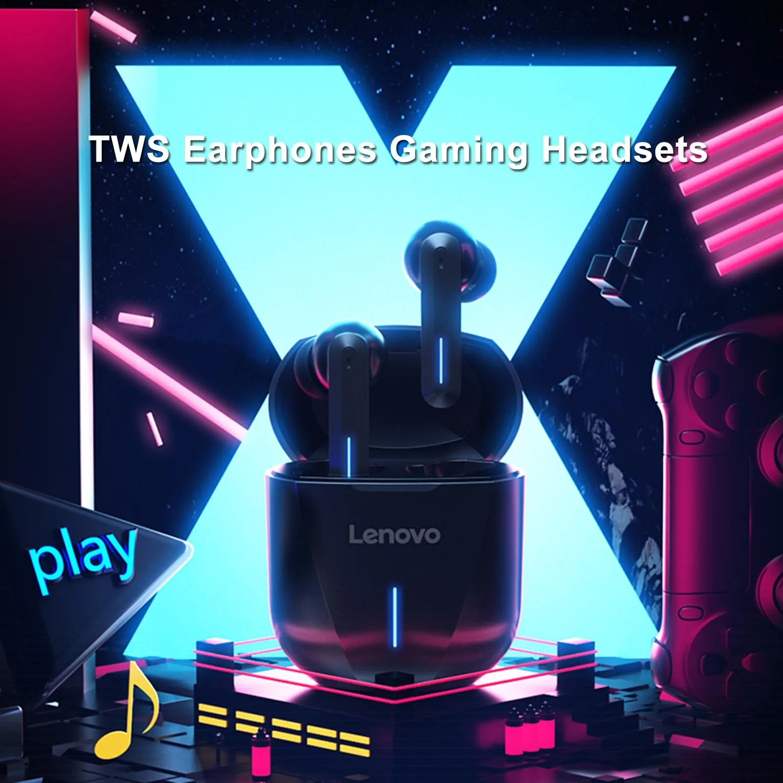 

Оригинальная Беспроводная игровая TWS гарнитура Lenovo XG01 с низкой задержкой и светодиодной подсветкой, высокое качество, Bluetooth