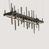 Postmodern restaurant chandelier simple atmosphere bar bar lamp creative art personality rectangular glass chandelier