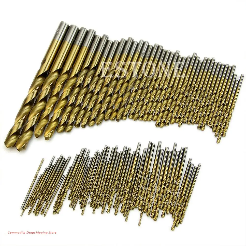 

Hot 99pcs for TITANIUM Coated HSS High Speed Steel Drill Bit Set Tool 1.5mm - 10