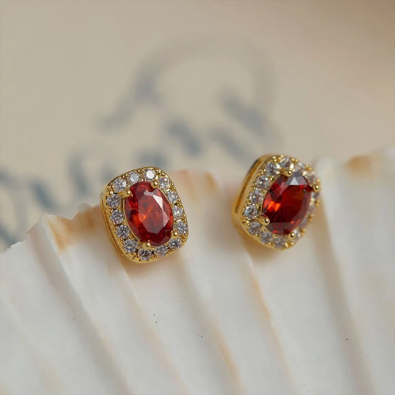 Голубь красная кровь бессонница Русалка ретро красные серьги с драгоценными