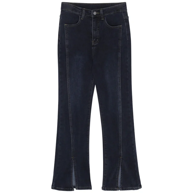 Черные дизайнерские джинсы с микро рогами Женская Корейская версия высокой