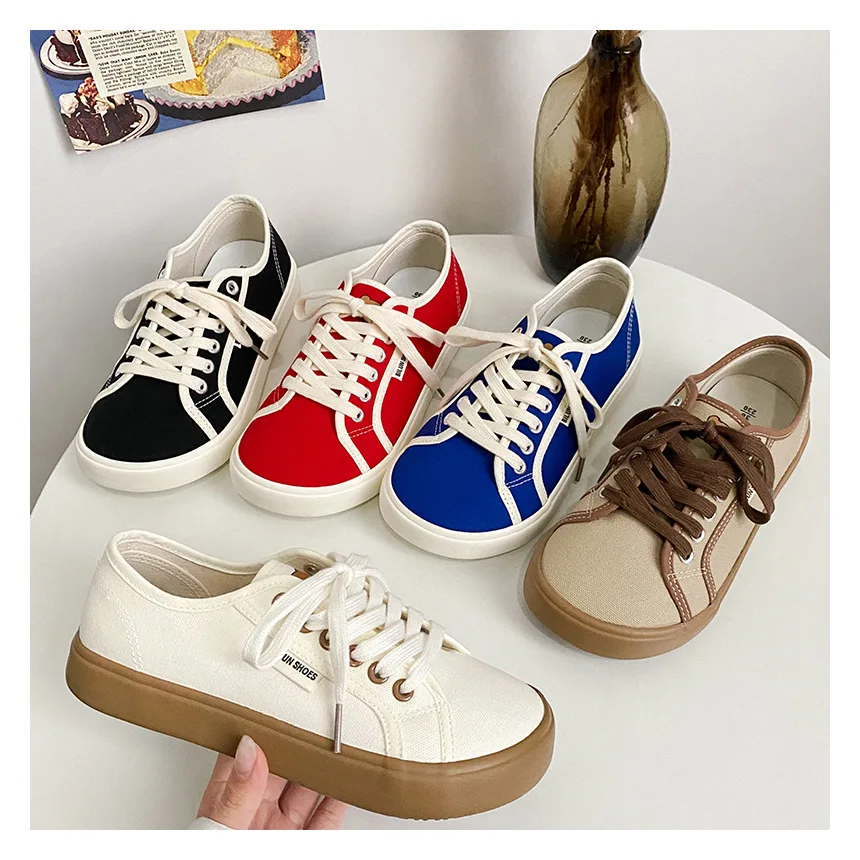 Wide Toe Canvas Shoes Women's Trainers Espadrilles Vulcanized Sneaker Woman Blue Red Low Top Shoe Girl Bear Print Harajuku Shoes