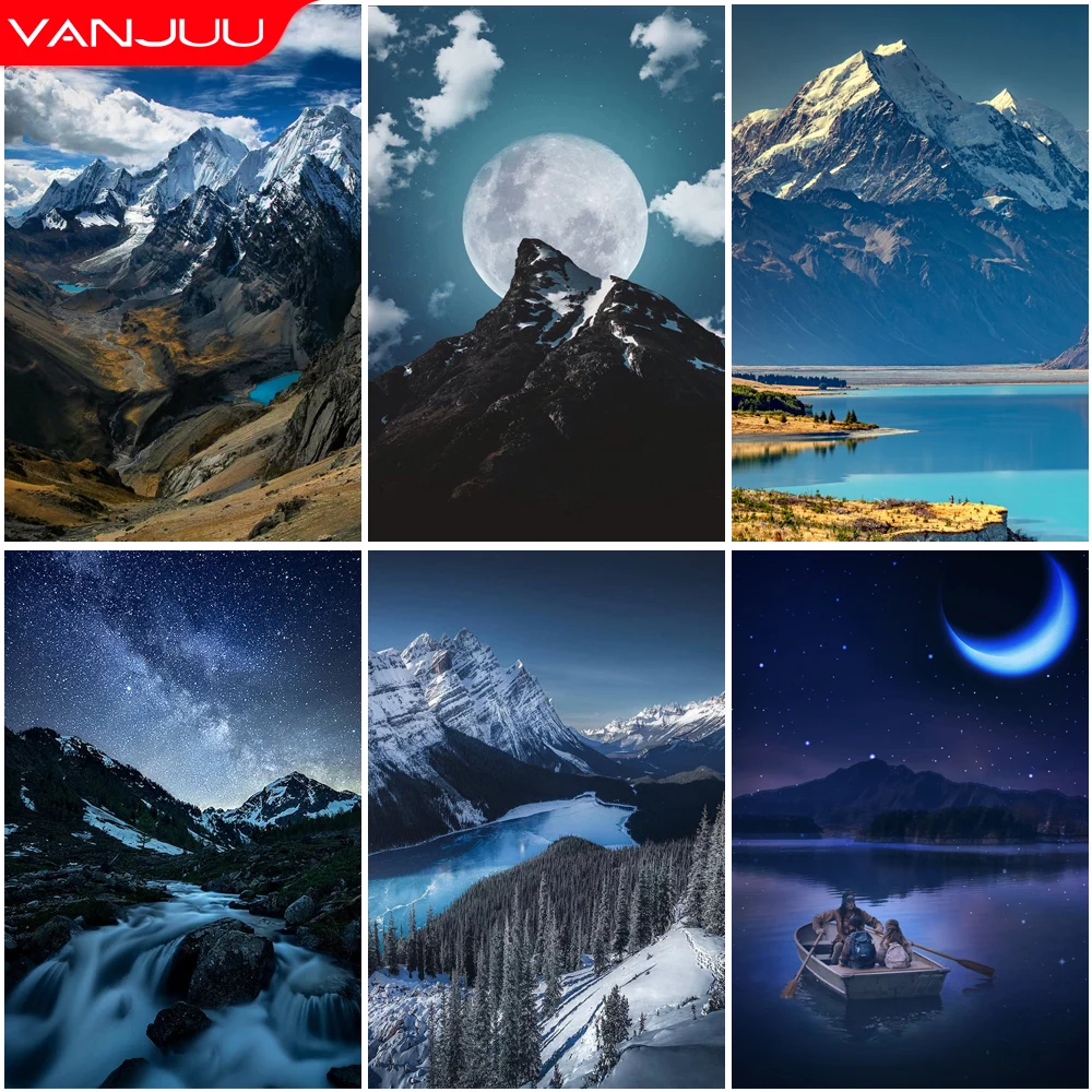 

Пейзаж 5D алмазная живопись луна ночь озеро алмазная живопись мозаика полная Алмазная вышивка живопись Домашний декор